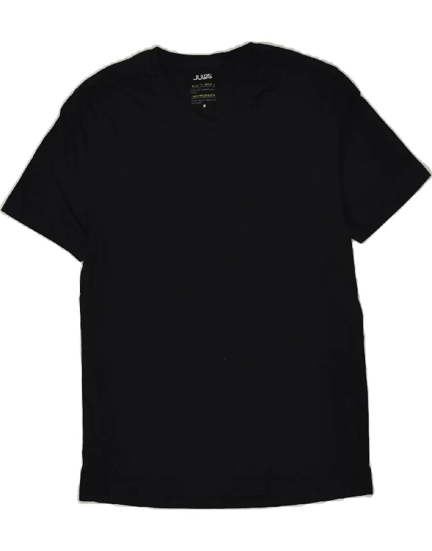JULES Womens T-Shirt Top UK 14 Medium Black Cotton Silk Blend Satin Velvet