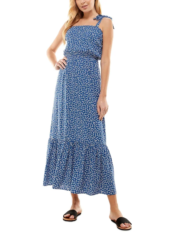 Juniors Womens Floral Print Long Maxi Dress