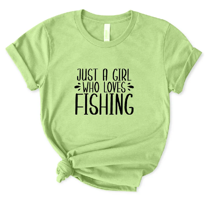 Just A Girl Who Loves Fishing T-Shirt for Women Rayon Fabric Velvet Fabric Corduroy Fabric Just A Girl Who Loves Fishing T-Shirt for Women Rayon Fabric Velvet Fabric Corduroy Fabric