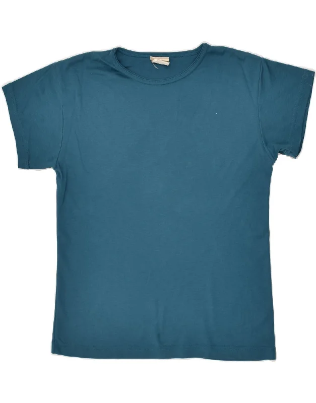 L.L.BEAN Womens T-Shirt Top UK 10 Small Turquoise Cotton Rayon Velvet Corduroy