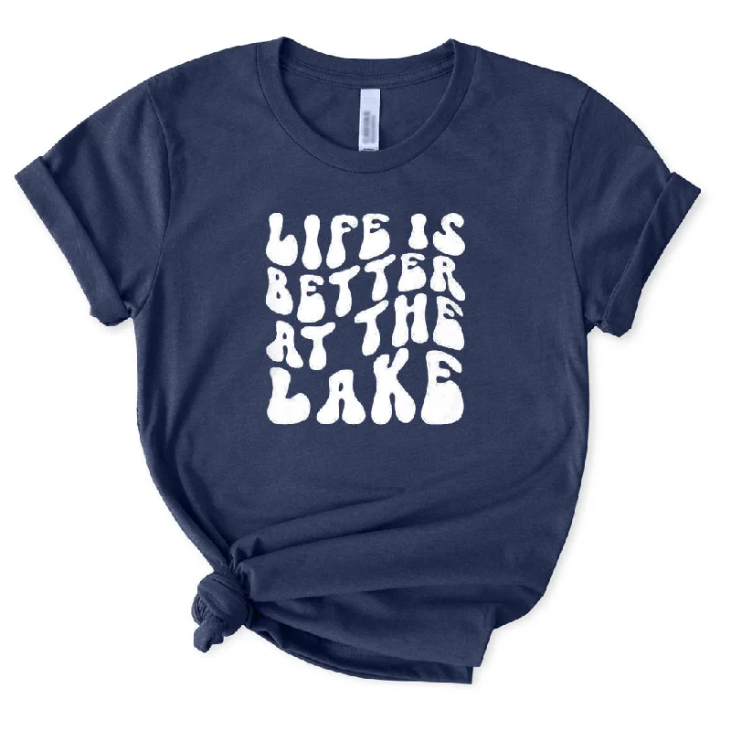 Life Is Better At The Lake T-Shirt for Women Oversized T-Shirt Spandex breathable