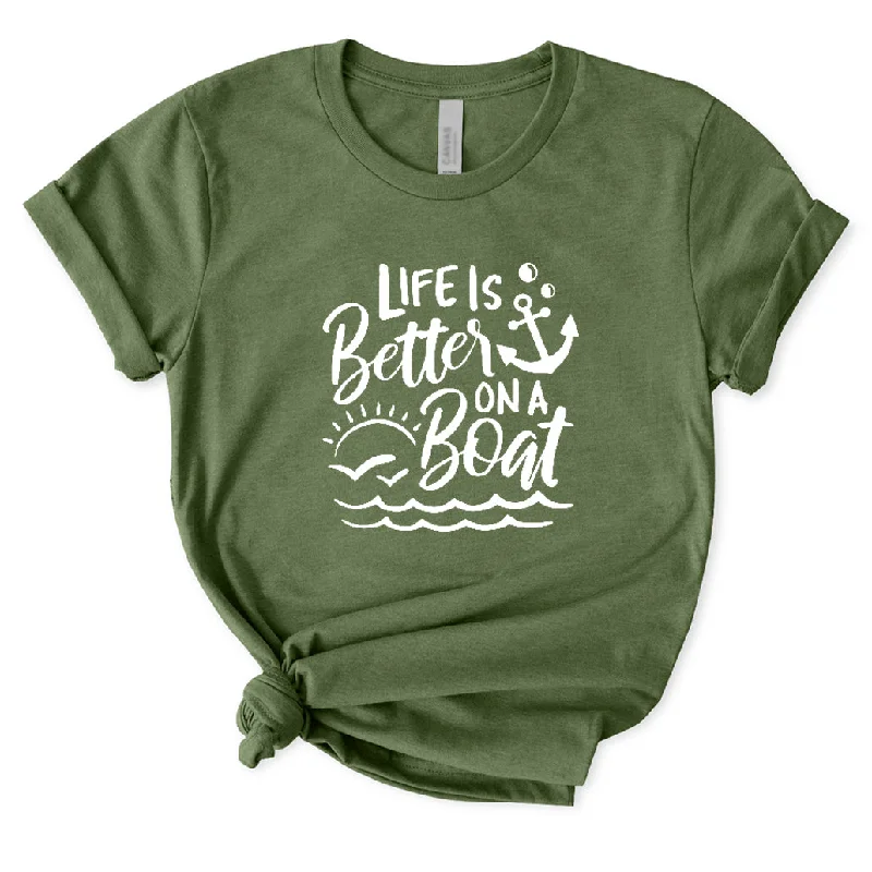 Life Is Better on A Boat T-Shirt for Women Plaid T-Shirt Polka Dot Checkered