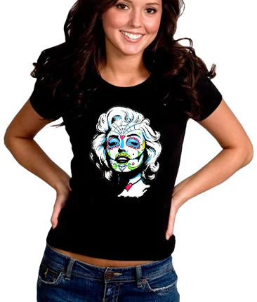 Marilyn Monroe Sugar Skull Face Girl's T-Shirt Layered Multi-layer Single Layer