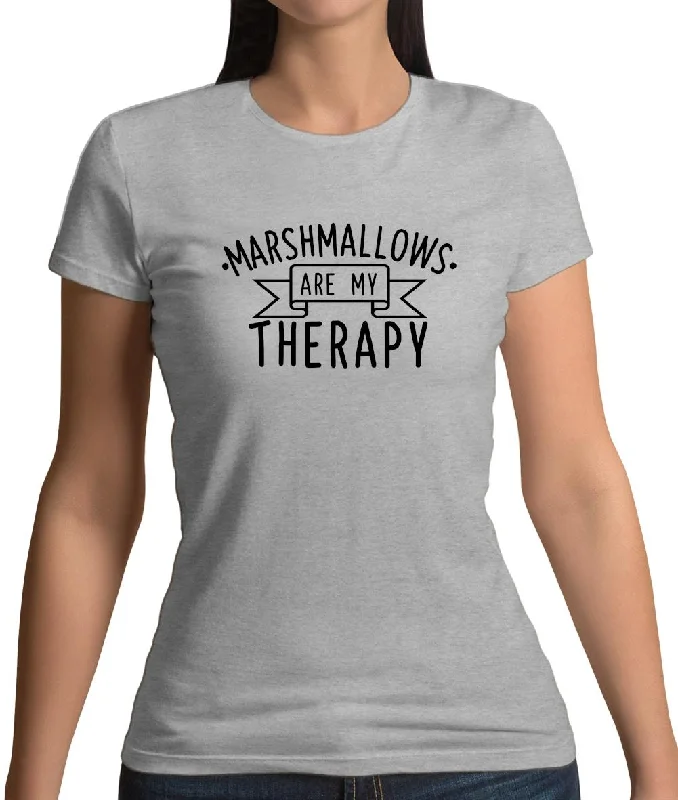 Marshmallows Is My Therapy Womens T-Shirt Print Jacquard Patchwork