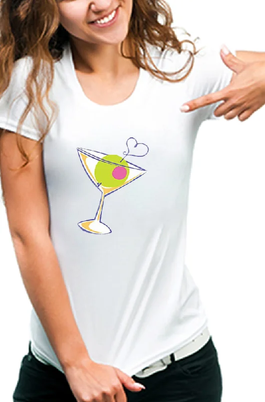 Martini Glass Girls T-Shirt Anti-Shrink Durable Soft