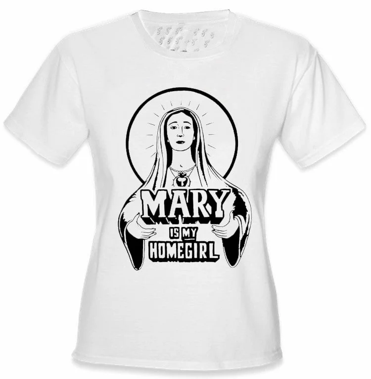 Mary Is My Home Girl Girls T-Shirt Hooded Caped Shawl Collar