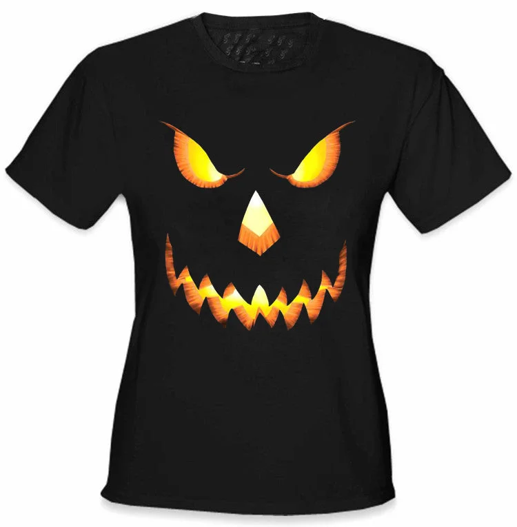 Mean Pumpkin Head Girls T-Shirt Mesh Blend Leather Blend Suede Blend