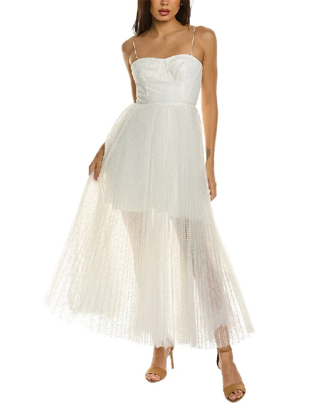 ML Monique Lhuillier Tulle Maxi Dress