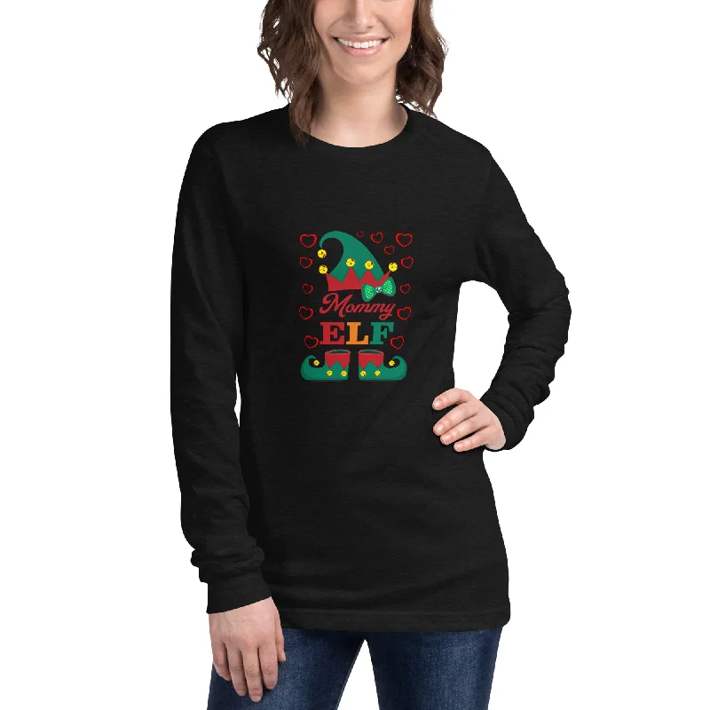 Mommy Elf Long Sleeve Tee Zippered Front Buttoned Front Snap Front