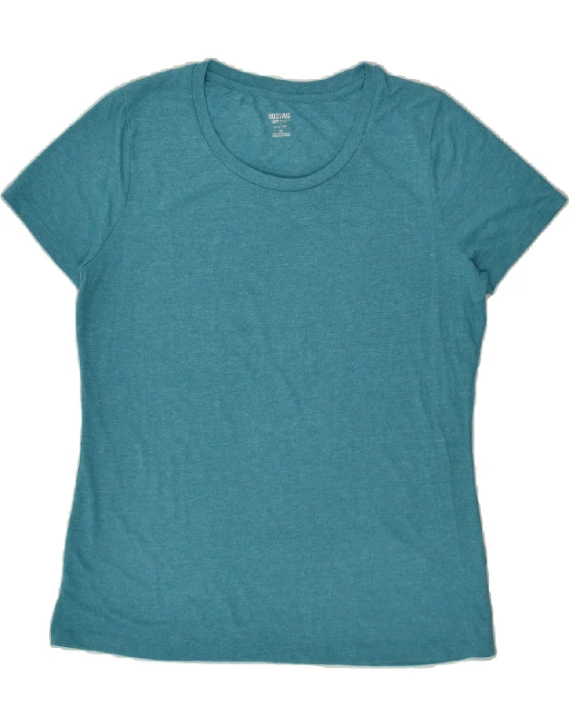 MOSSIMO Womens T-Shirt Top UK 20 2XL Blue Polyester Ribbed Striped Patterned
