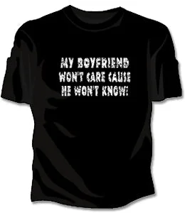 My Boyfriend Won't Care Girls T-shirt Collared Crew Neck Turtle Neck