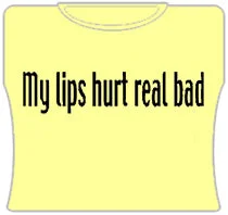 My Lips Hurt Real Bad Girls T-Shirt (Yellow) Basic T-Shirt Crew Neck Short Sleeve