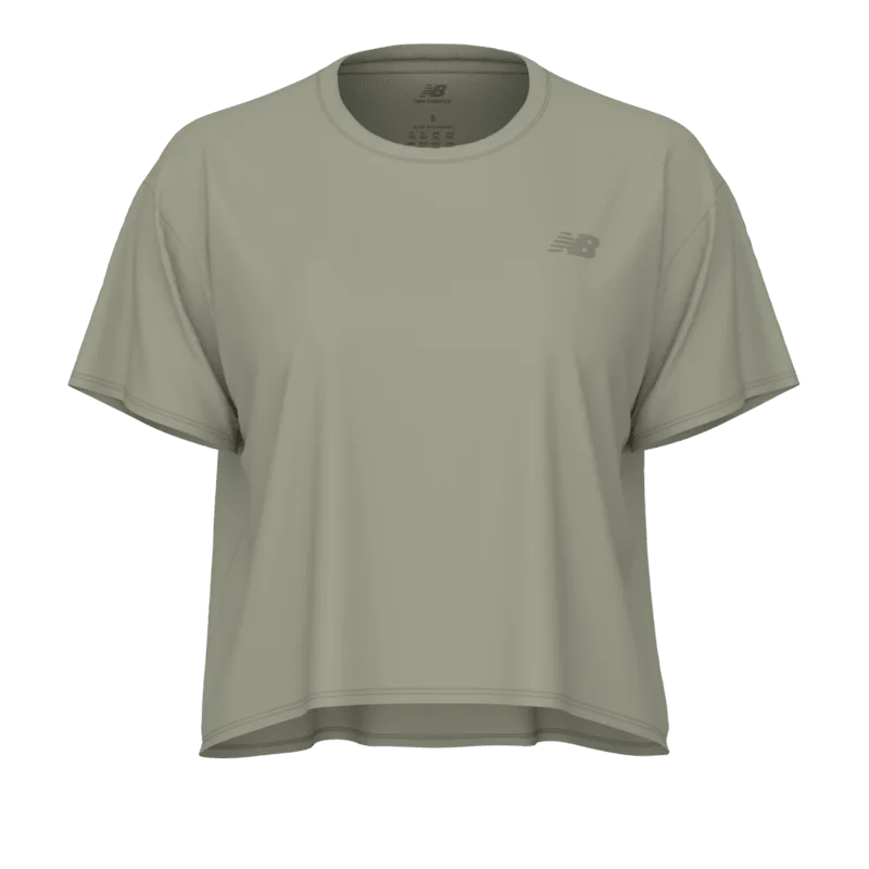 New Balance Women's Drapey Relaxed T-Shirt Ribbed T-Shirt High Neck Heavyweight
