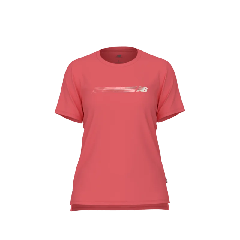 New Balance Women's Linear Circle Performance T-Shirt Fleece Nylon Spandex