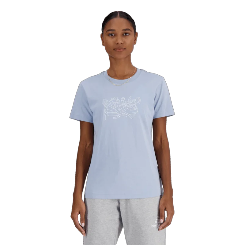 New Balance Women's Sport Floral T-Shirt Fleece Nylon Spandex