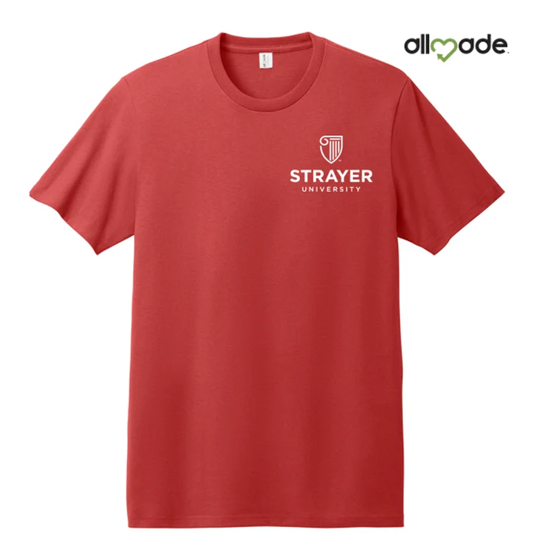 NEW STRAYER Allmade® Unisex Heavyweight Recycled Cotton Tee - Beet Red Seamless Knitted Crochet
