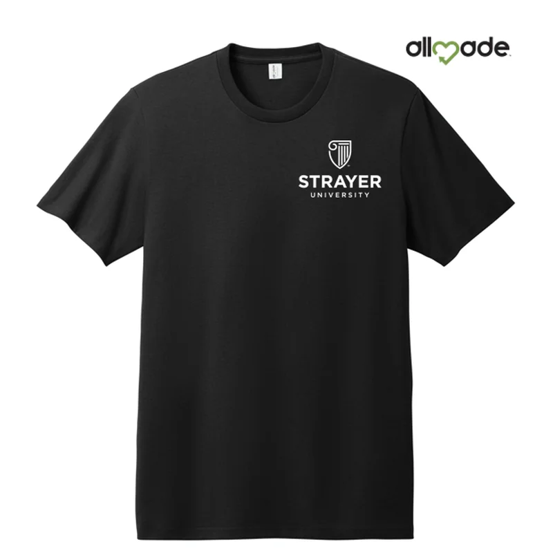 NEW STRAYER Allmade® Unisex Heavyweight Recycled Cotton Tee - Deep Black Cozy Warm Stylish