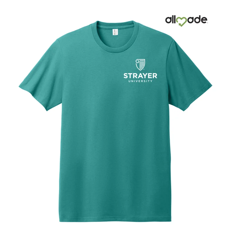 NEW STRAYER Allmade® Unisex Heavyweight Recycled Cotton Tee - Oceanic Teal Terry Blend Velvet Blend Canvas Blend