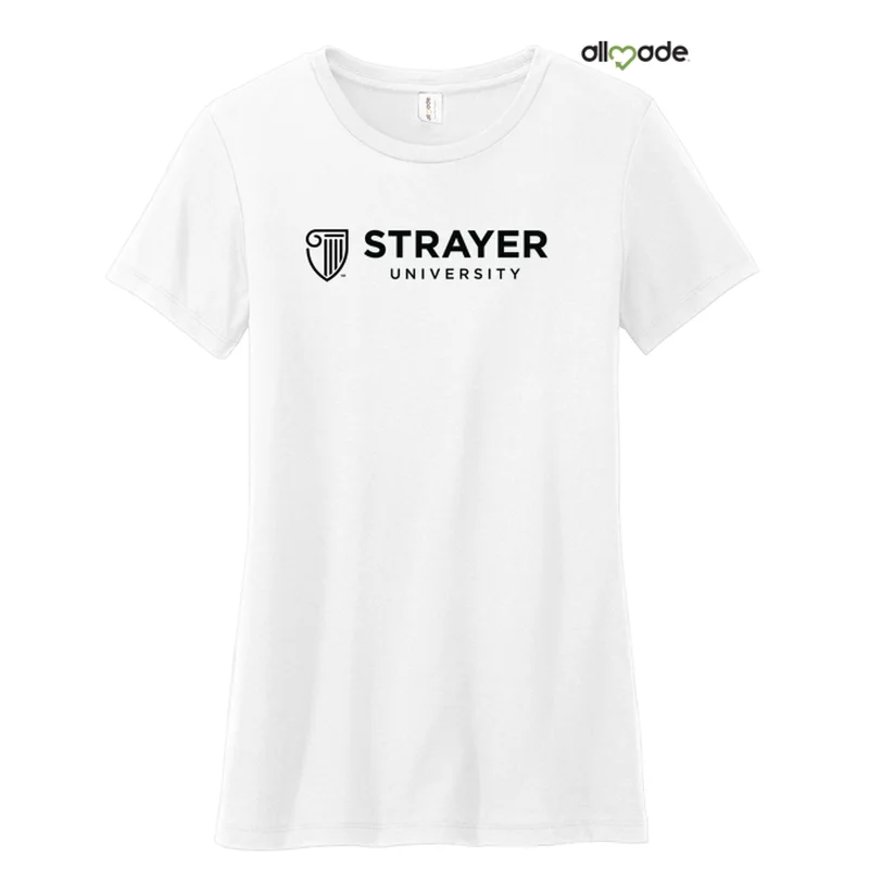 NEW STRAYER Allmade® Women’s Tri-Blend Tee - Bright White Zippered Front Buttoned Front Snap Front