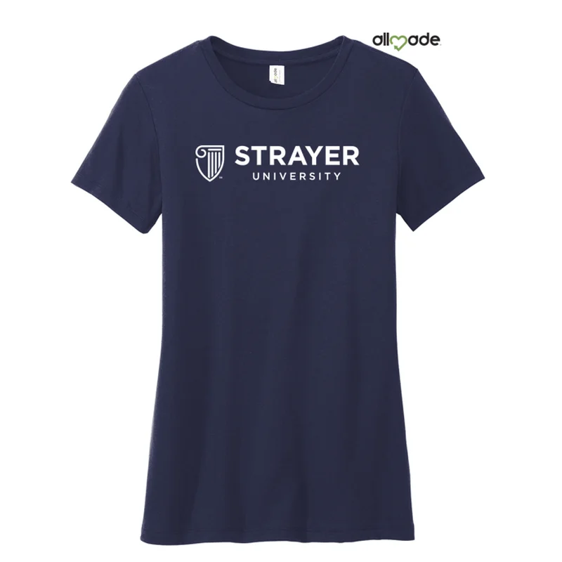NEW STRAYER Allmade® Women’s Tri-Blend Tee - Night Sky Navy Fitted T-Shirt Seamless Stretchy NEW STRAYER Allmade® Women’s Tri-Blend Tee - Night Sky Navy Fitted T-Shirt Seamless Stretchy