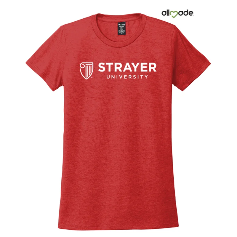 NEW STRAYER Allmade® Women’s Tri-Blend Tee - Rise Up Red Collared T-Shirt Boat Neck A-Line NEW STRAYER Allmade® Women’s Tri-Blend Tee - Rise Up Red Collared T-Shirt Boat Neck A-Line
