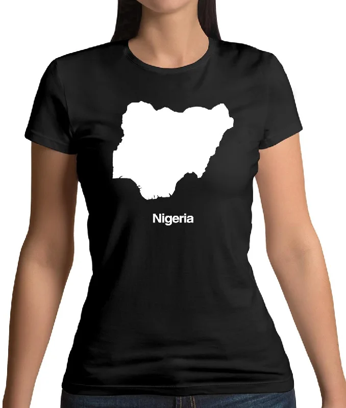 Nigeria Silhouette Womens T-Shirt Polka Dot Checkered Tartan