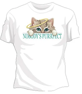 Nobody's Purrfect Girls T-Shirt Spandex Blend Rayon Blend Denim Blend