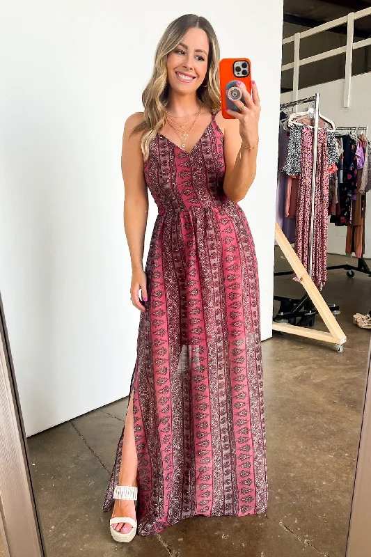 Norielle Geo Print Criss Cross Back Flowy Maxi Dress - FINAL SALE