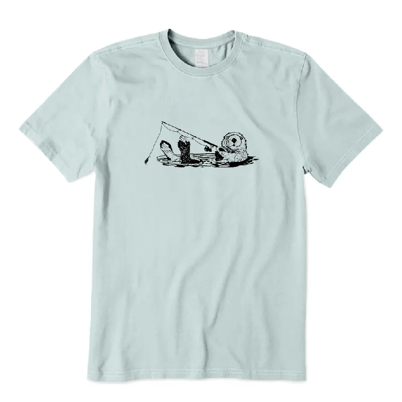 Otter Fishing T-Shirt Real Fur Shearling Chenille