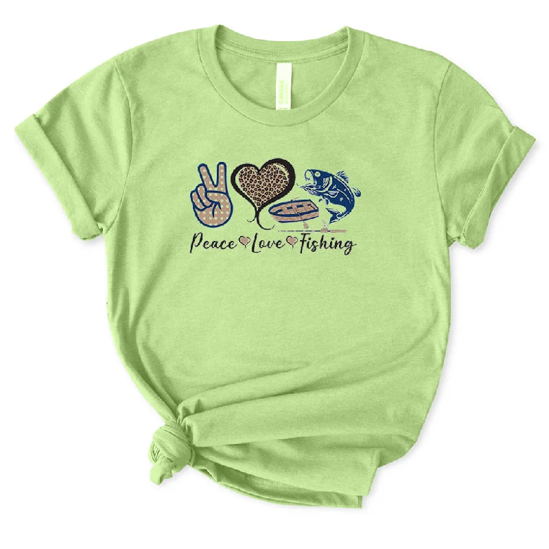 Peace Love Fishing T-Shirt for Women Elegant Classic Vintage
