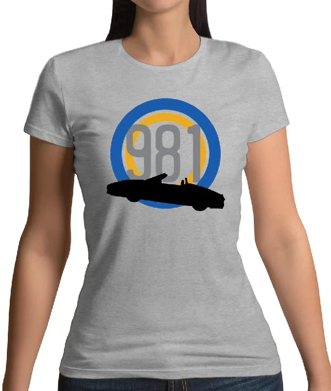 Porsche 981 Silhouette Womens T-Shirt Handmade Hand-knitted Hand-woven