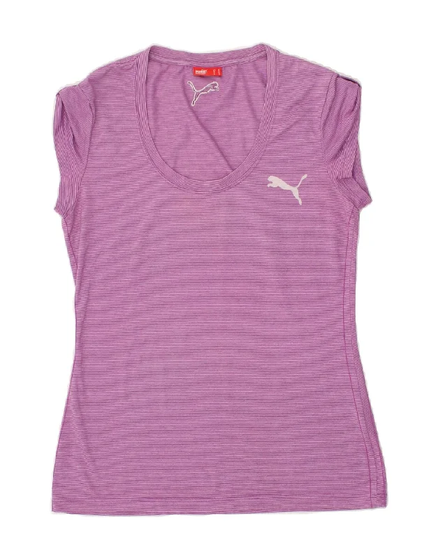 PUMA Womens T-Shirt Top UK 12 Medium Pink Striped Anti-Pilling Machine Wash Handmade PUMA Womens T-Shirt Top UK 12 Medium Pink Striped Anti-Pilling Machine Wash Handmade