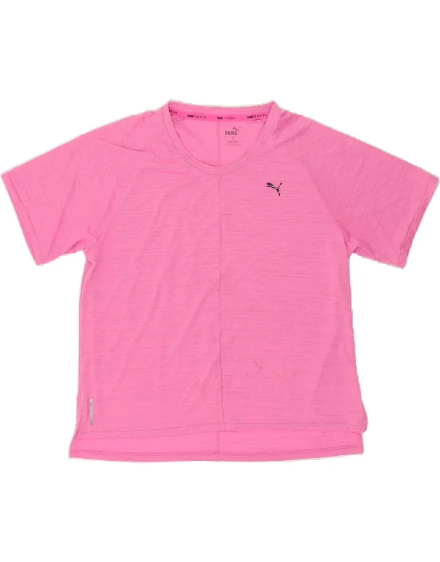 PUMA Womens T-Shirt Top UK 16 Large Pink Basic T-Shirt Crew Neck Short Sleeve