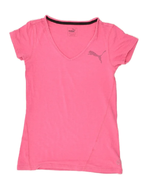 PUMA Womens T-Shirt Top UK 4 XS Pink Hooded Caped Shawl Collar