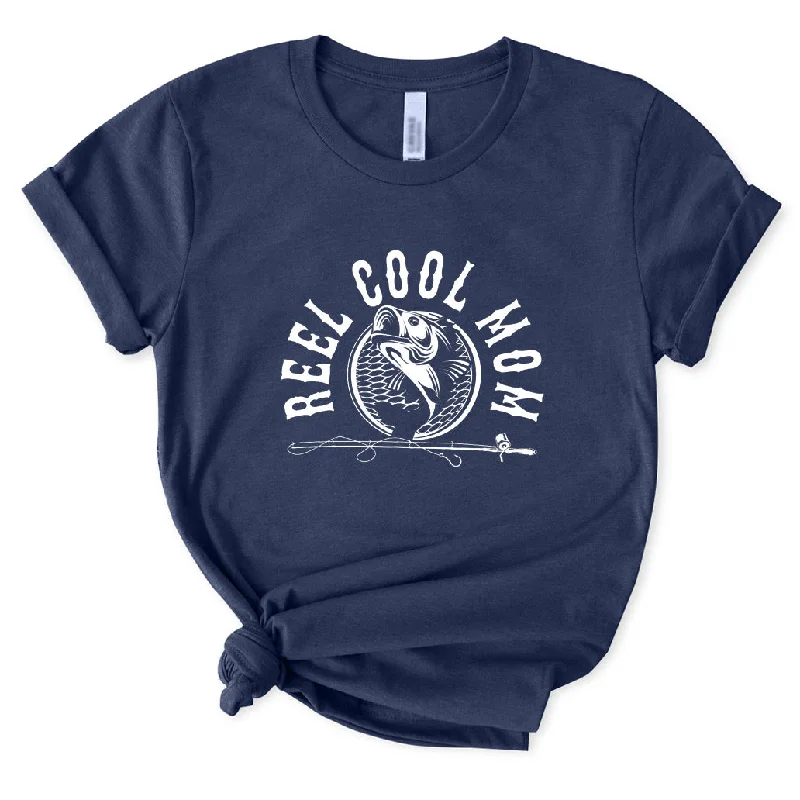 Reel Cool Mom T-Shirt for Women Striped Floral Plaid