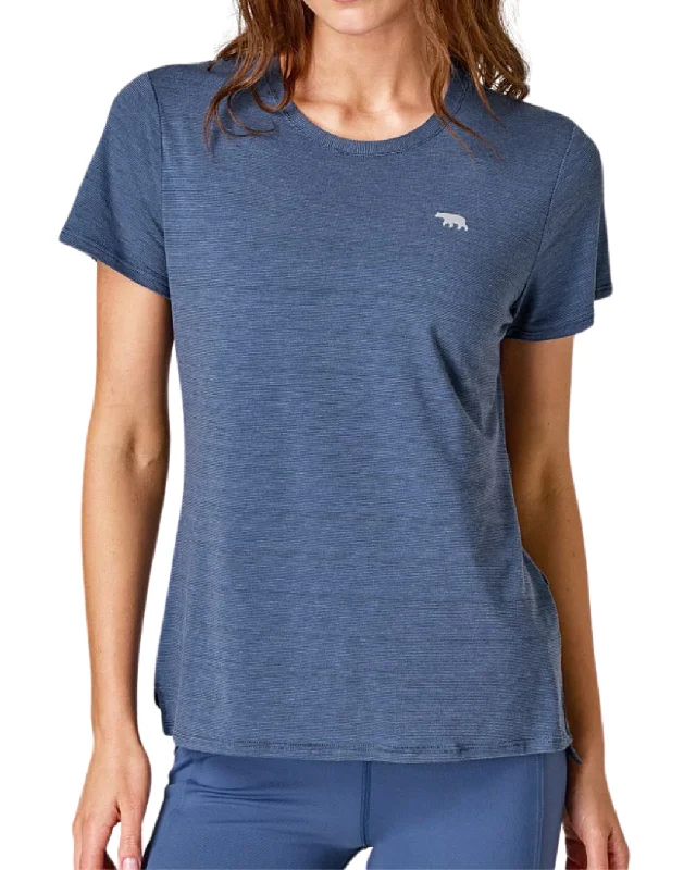 Running Bare Always Crew Workout Tee | Waterfall Solid Color Striped Floral