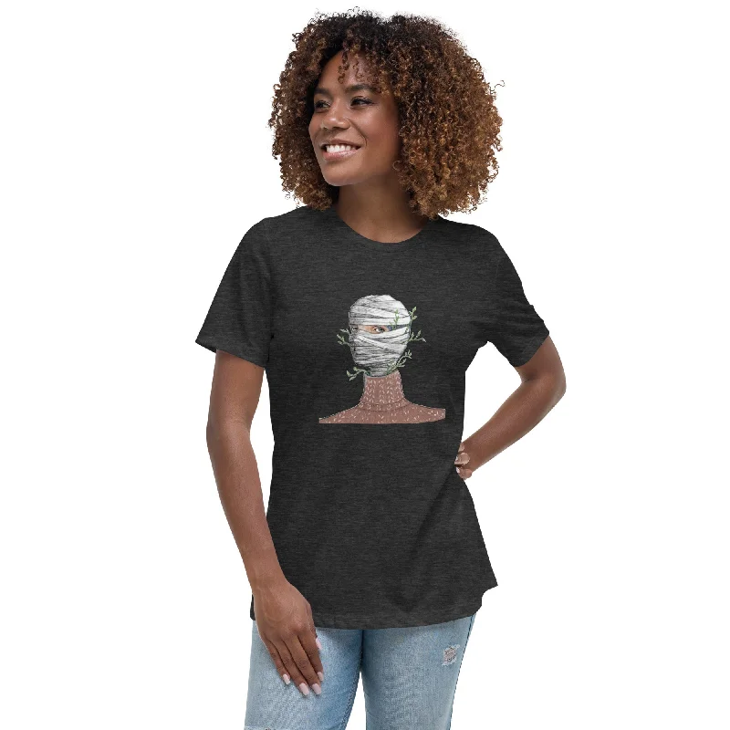 SEEDLING Women's Relaxed T-Shirt Fleece Fabric Down Fabric Feather Fabric