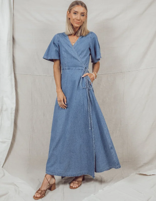 Sela Denim Wrap Dress