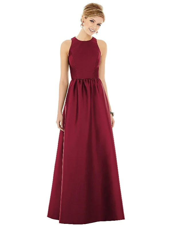 Sleeveless Keyhole Back Satin Maxi Dress