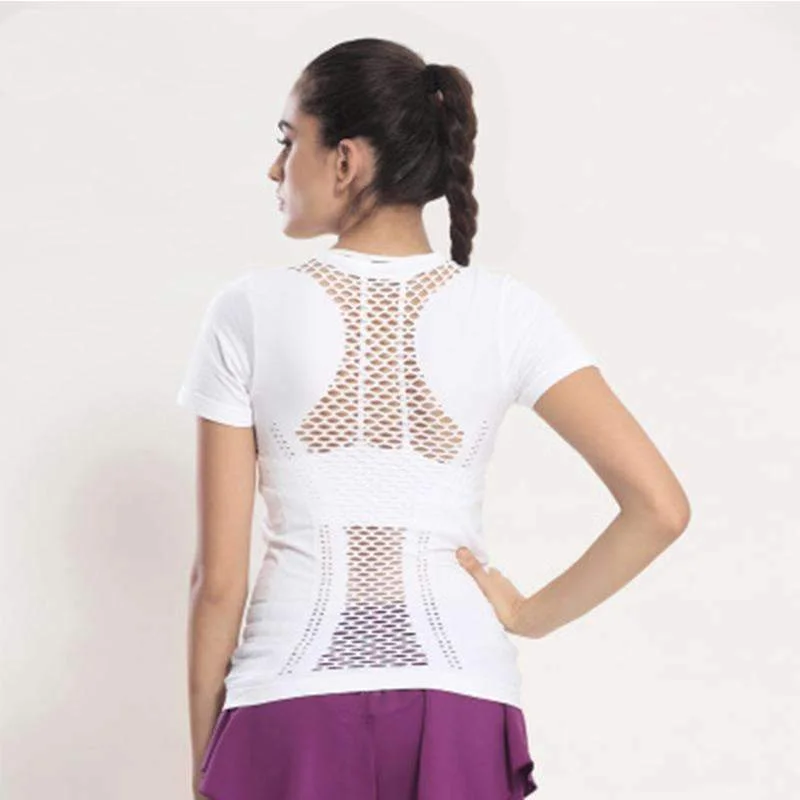 Summer Style Fitness Women Sports T-shirt Running Short Sleeve Quick Dry Breathable Gym Sexy Hollow Nylon Sportswear Tops Handmade Hand-knitted Hand-woven Summer Style Fitness Women Sports T-shirt Running Short Sleeve Quick Dry Breathable Gym Sexy Hollow Nylon Sportswear Tops Handmade Hand-knitted Hand-woven