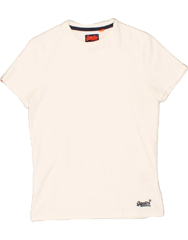 SUPERDRY Womens T-Shirt Top Medium White Cotton Casual Formal Business