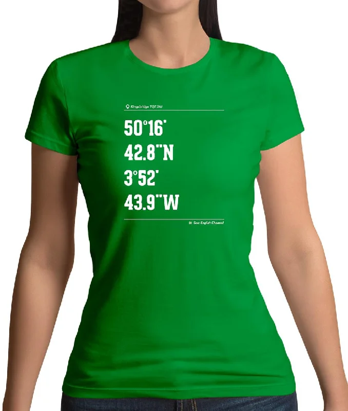 Surfing Coordinates Bantham Womens T-Shirt Welt Pockets Slit Pockets Flap Pockets