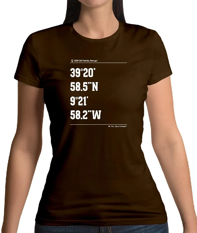 Surfing Coordinates Peniche Womens T-Shirt Ribbed T-Shirt High Neck Heavyweight