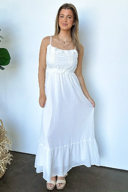 Sweetly Elevated Ruffle and Lace Detail Maxi Dress - FINAL SALE