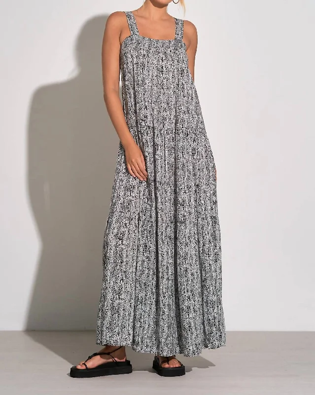 Tank Straps Tiered Maxi Dress In Black/white