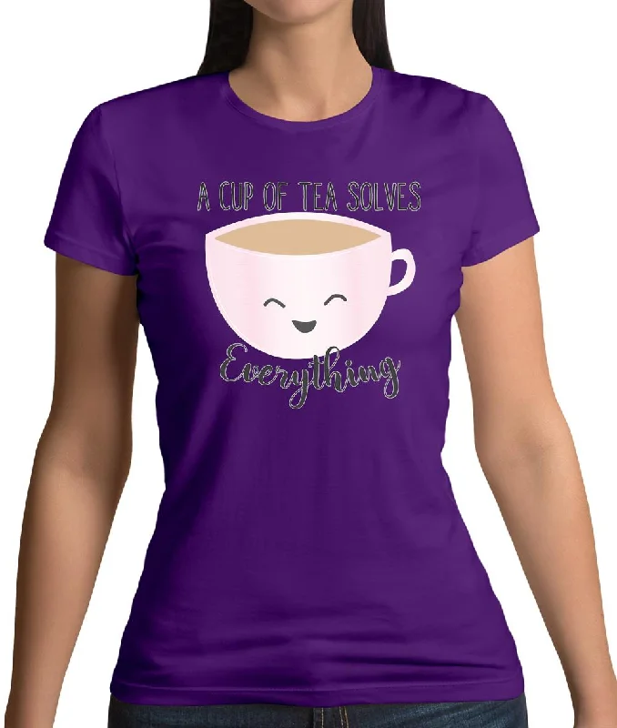 Tea Solves Everything Womens T-Shirt Machine Wash Dry Clean Hand Wash