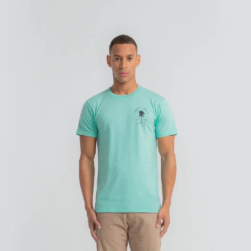 Palm Tree Garment Dye T-Shirt Asymmetrical Pockets Print