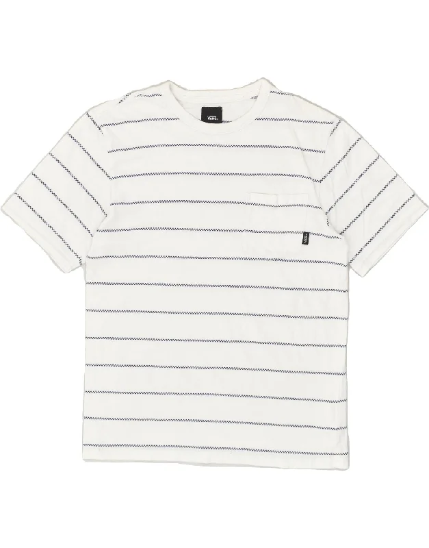 VANS Womens T-Shirt Top UK 14 Large White Striped Cotton Polka Dot Checkered Tartan