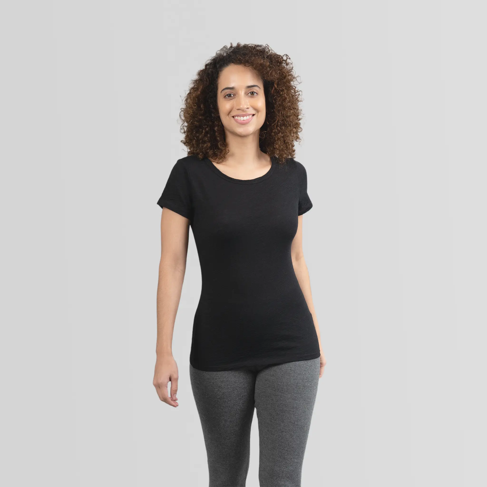 Women's Alpaca Wool T-Shirt: 160 Ultralight Crew Neck Polka Dot Checkered Tartan