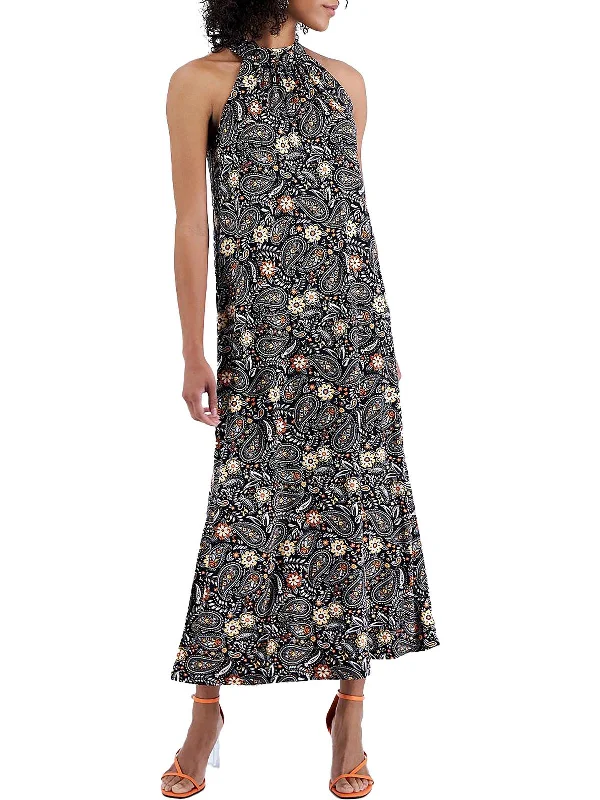 Womens Floral Paisley Print Maxi Dress